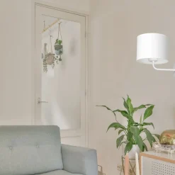 Wandlampe Weiß Stoffschirm Metall E27 H:24 cm blendarm