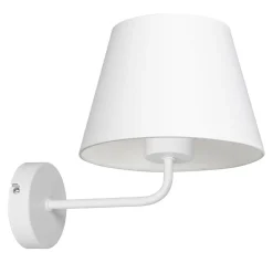 Wandlampe Weiß Stoffschirm Metall E27 H:24 cm konisch