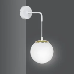 Wandlampe Weiß verstellbar Kugel Schirm Glas Metall E27