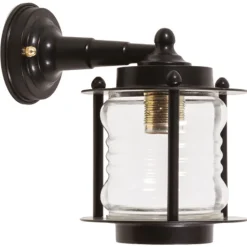 Wandlaterne außen Messing Glas 24 cm hoch IP23 Schwarz E27