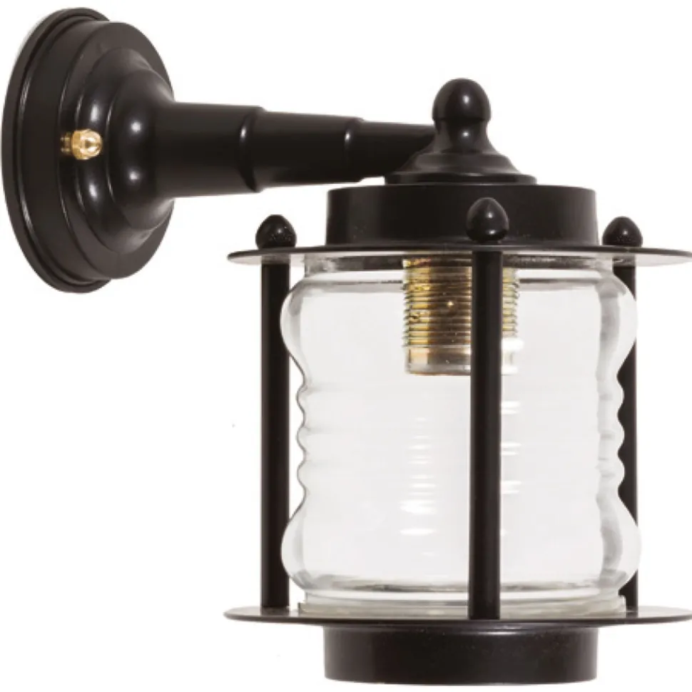 Wandlaterne außen Messing Glas 24 cm hoch IP23 Schwarz E27