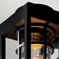 Wandlaterne Schwarz für E27 IP44 45,7 cm hoch Vintage