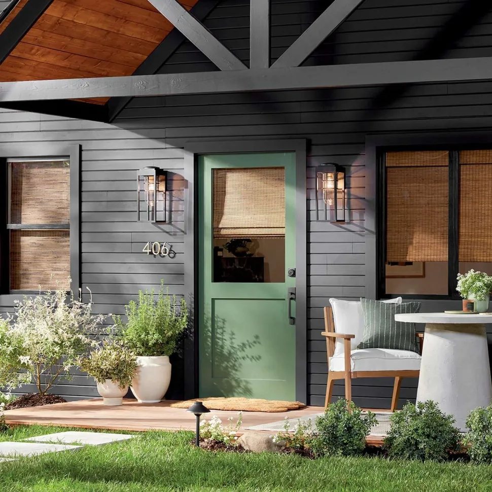 Wandlaterne Schwarz für E27 IP44 45,7 cm hoch Vintage