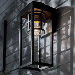 Wandlaterne Schwarz für E27 IP44 45,7 cm hoch Vintage