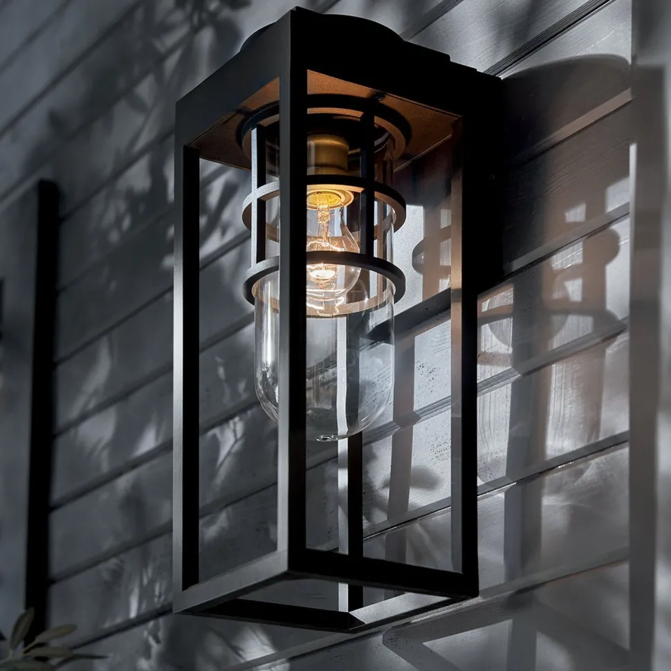 Wandlaterne Schwarz für E27 IP44 45,7 cm hoch Vintage