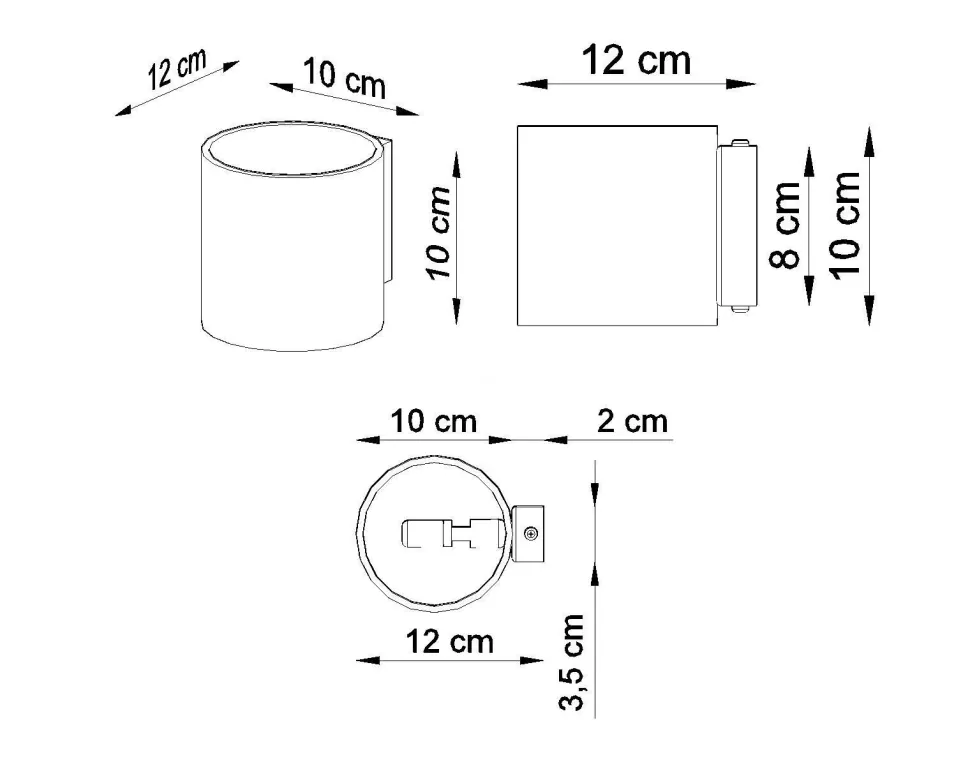 Wandleuchte Anthrazit Metall klein H:10cm rund VALERYA