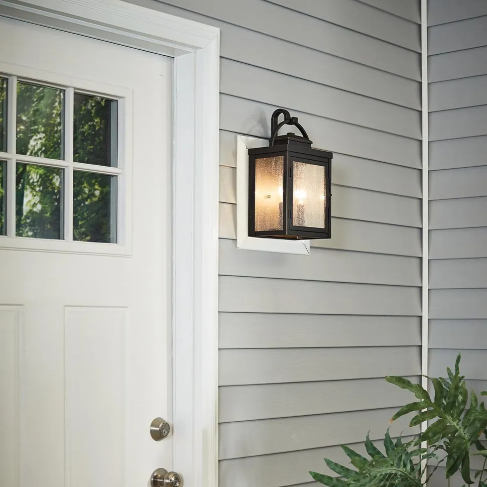 Wandleuchte außen Aluminium Glas H: 37,2 cm IP44 in Bronze