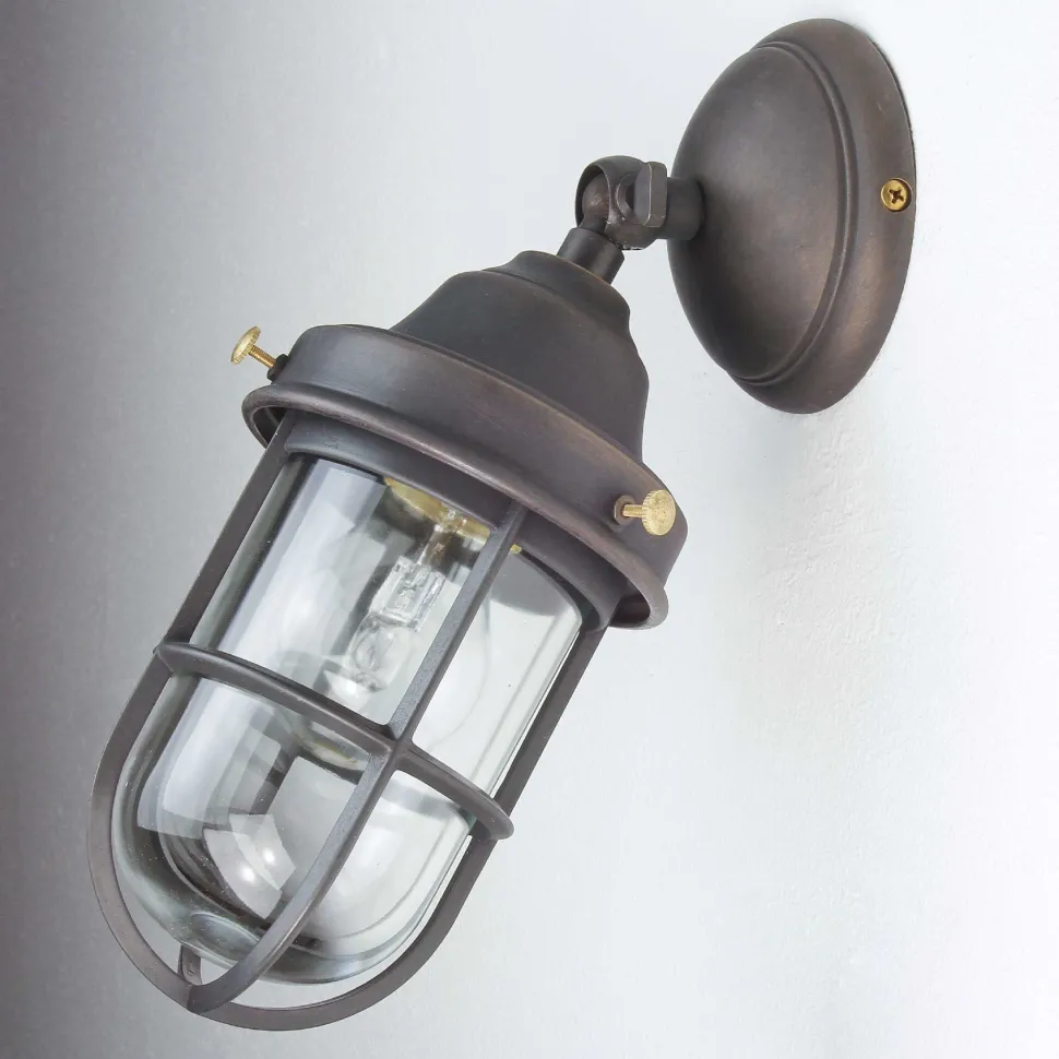 Wandleuchte Außen aus Echt-Messing in Bronze