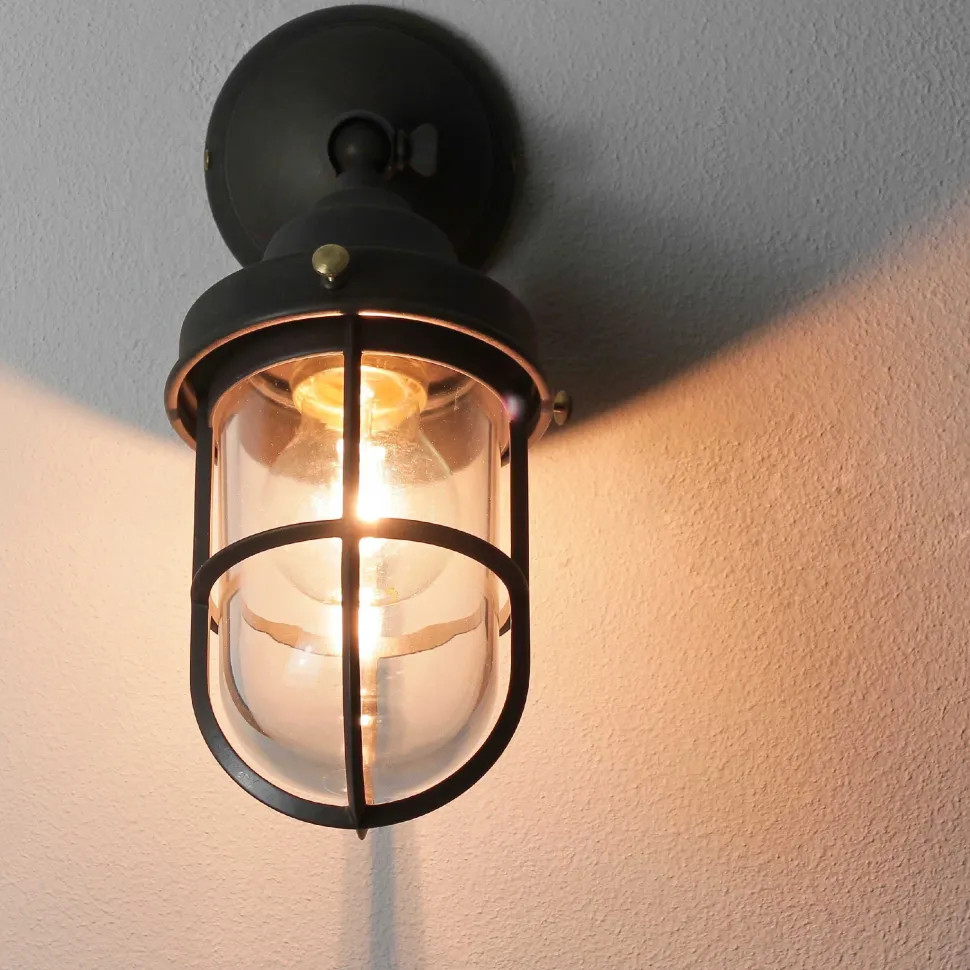 Wandleuchte Außen aus Echt-Messing in Bronze