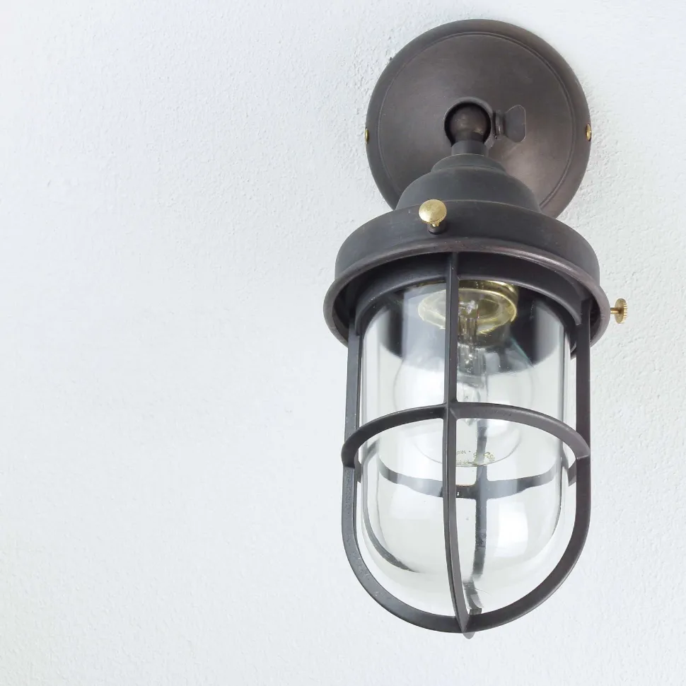 Wandleuchte Außen aus Echt-Messing in Bronze