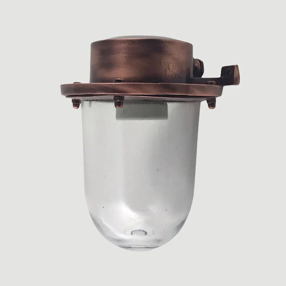 Wandleuchte außen aus Messing Glas E27 IP64 H: 18 cm