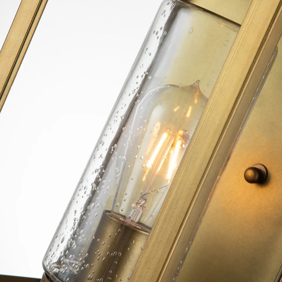 Wandleuchte außen E27 IP44 44,5 cm hoch in Messing antik