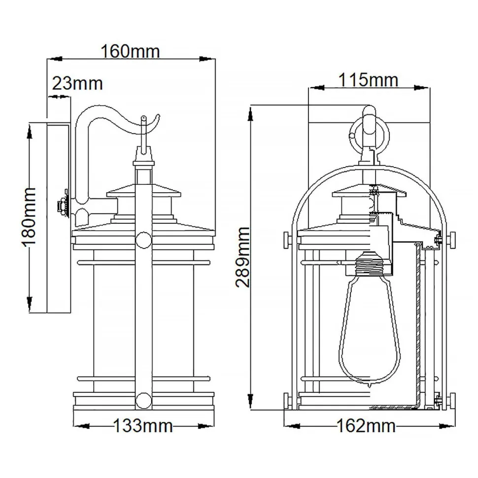 Wandleuchte außen E27 IP44 H: 28,9 cm Aluminium Glas