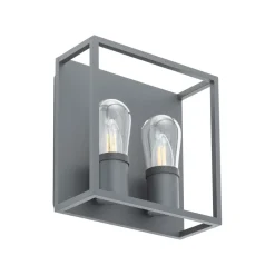 Wandleuchte außen 2-flammig IP54 Graphit E14 Glas Aluminium