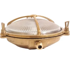 Wandleuchte Außen Glas Messing Haus rund Maritim