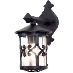 Wandleuchte Außen Hof Schwarz Aluminium Glas Ø15cm