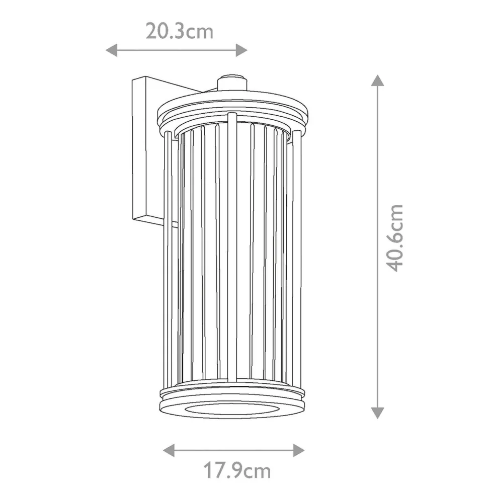 Wandleuchte außen IP44 40,6 cm hoch Aluminium Glas E27
