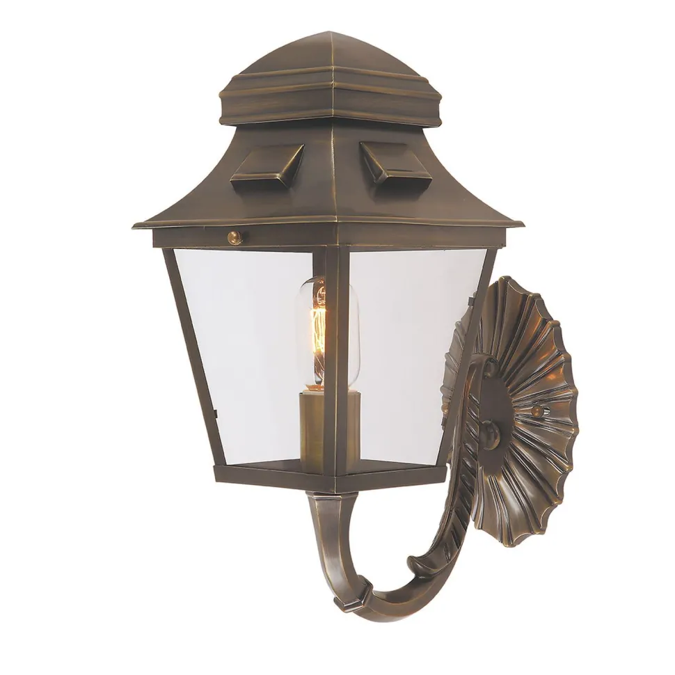 Wandleuchte außen IP44 aus Messing Glas E27 Vintage