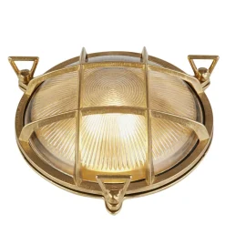 Wandleuchte außen IP64 E27 Ø 24 cm Glas Messing massiv