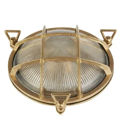 Wandleuchte außen IP64 E27 Ø 24 cm Glas Messing massiv