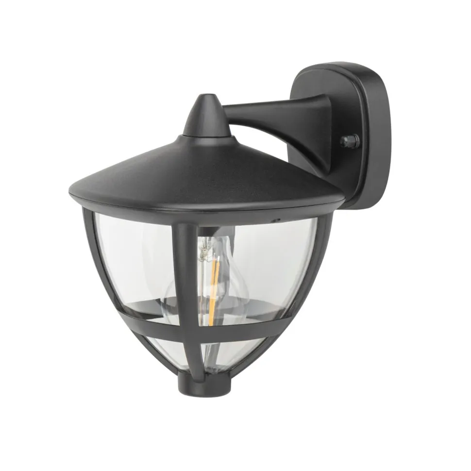Wandleuchte außen IP44 E27 Schwarz H: 23 cm dekorativ