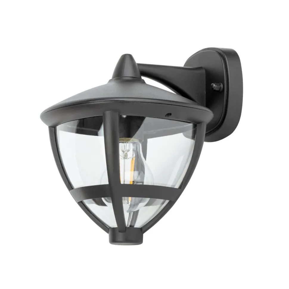 Wandleuchte außen IP44 E27 Schwarz H: 23 cm dekorativ