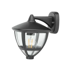 Wandleuchte außen IP44 E27 Schwarz H: 23 cm dekorativ