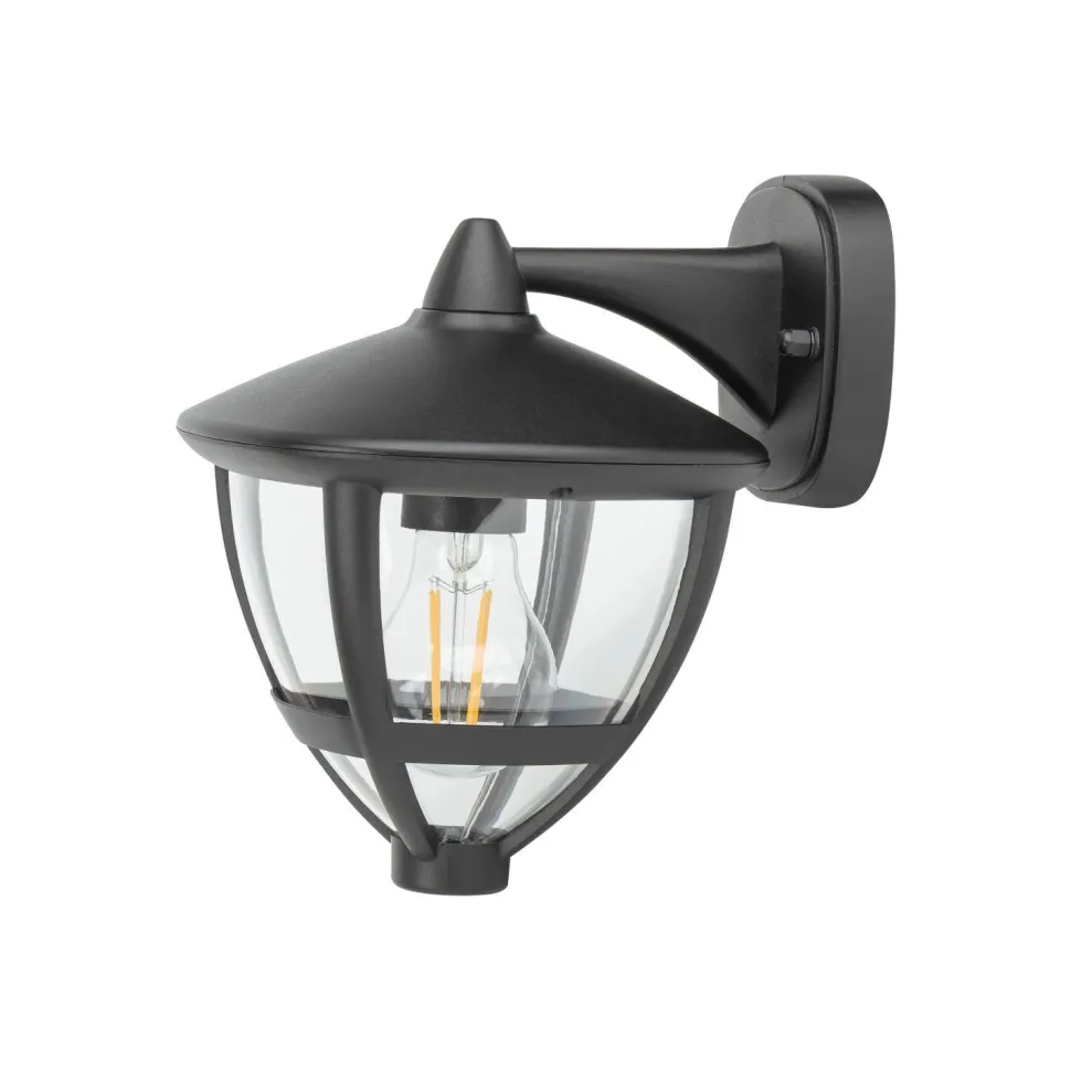 Wandleuchte außen IP44 E27 Schwarz H: 23 cm dekorativ