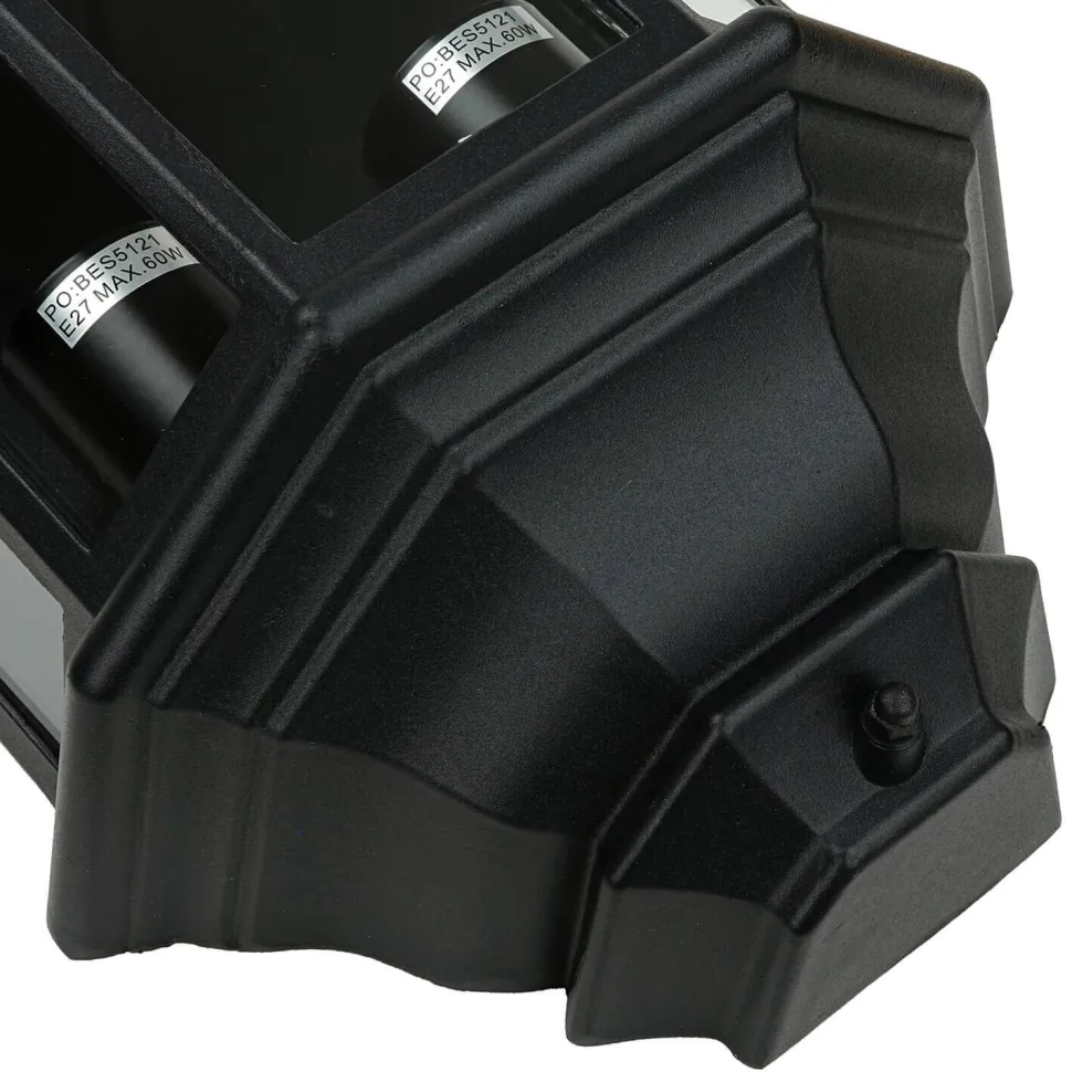 Wandleuchte Außen IP44 Glas Alu H: 43 cm 2x E27 Schwarz