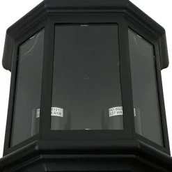 Wandleuchte Außen IP44 Glas Alu H: 43 cm 2x E27 Schwarz