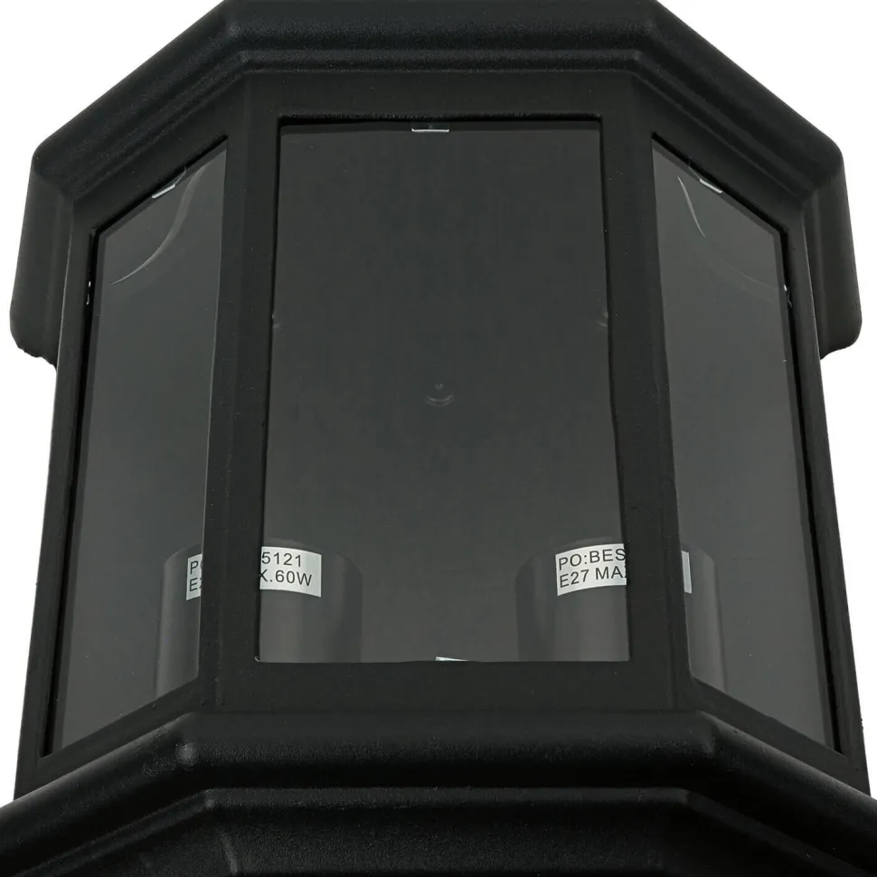 Wandleuchte Außen IP44 Glas Alu H: 43 cm 2x E27 Schwarz