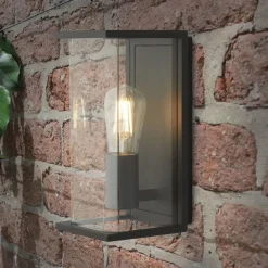 Wandleuchte außen IP44 Grau H: 27 cm E27 Aluminium