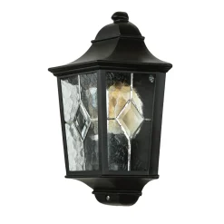 Wandleuchte Außen Kirchenglas IP43 Schwarz Haus