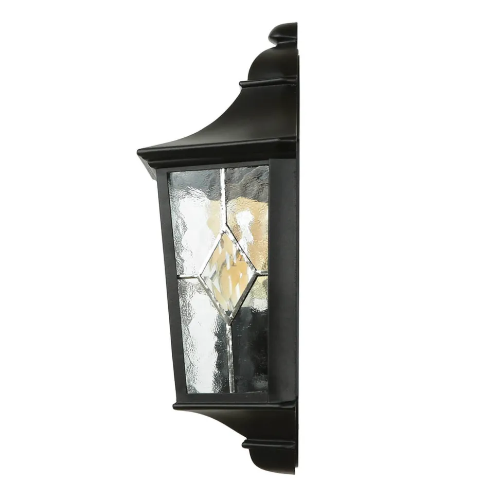 Wandleuchte Außen Kirchenglas IP43 Schwarz Haus