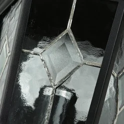 Wandleuchte Außen Kirchenglas IP43 Schwarz Haus