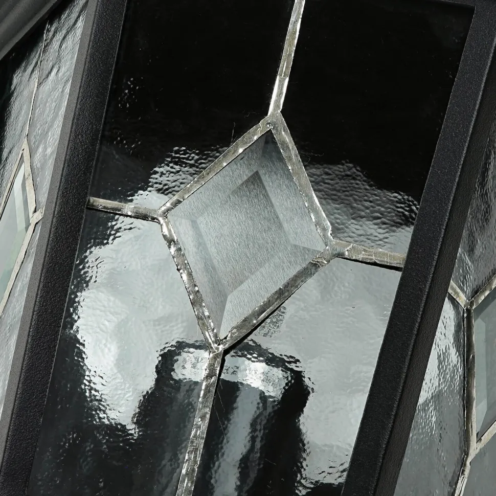 Wandleuchte Außen Kirchenglas IP43 Schwarz Haus