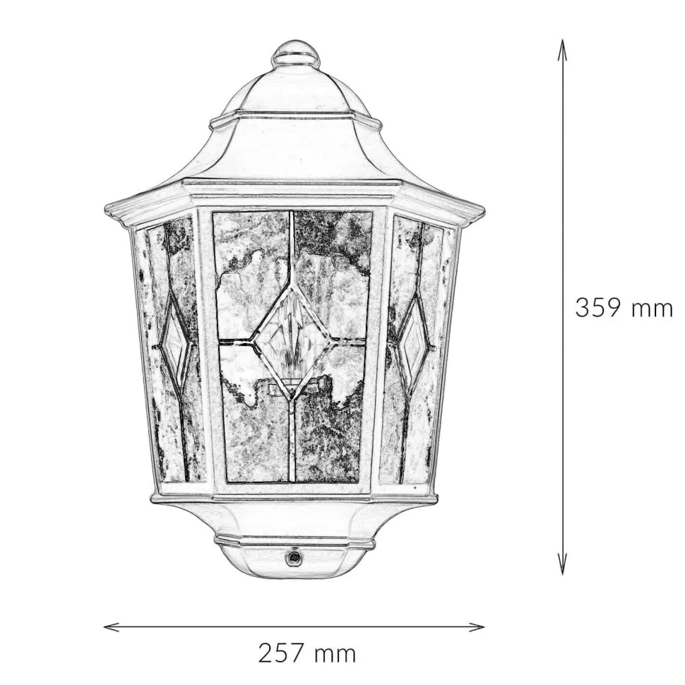 Wandleuchte Außen Kirchenglas IP43 Schwarz Haus