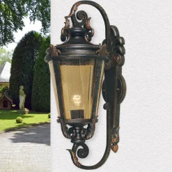 Wandleuchte Außen Laterne Braun Stahl IP44 Hof