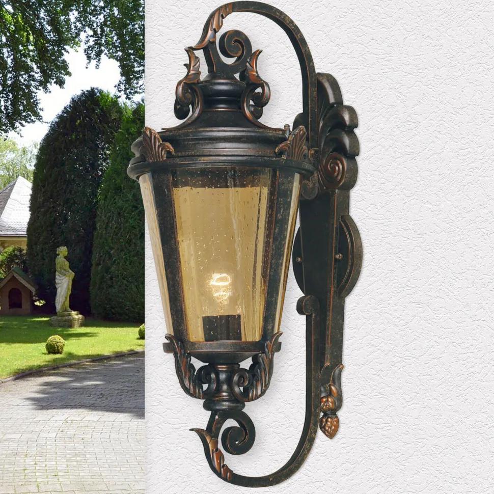 Wandleuchte Außen Laterne Braun Stahl IP44 Hof