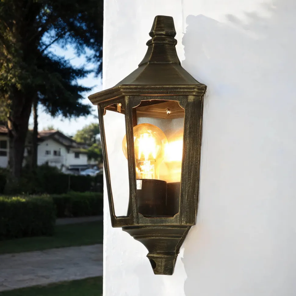 Wandleuchte Außen Laterne Goldschwarz Aluminium