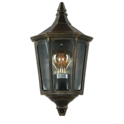 Wandleuchte Außen Laterne Goldschwarz Aluminium