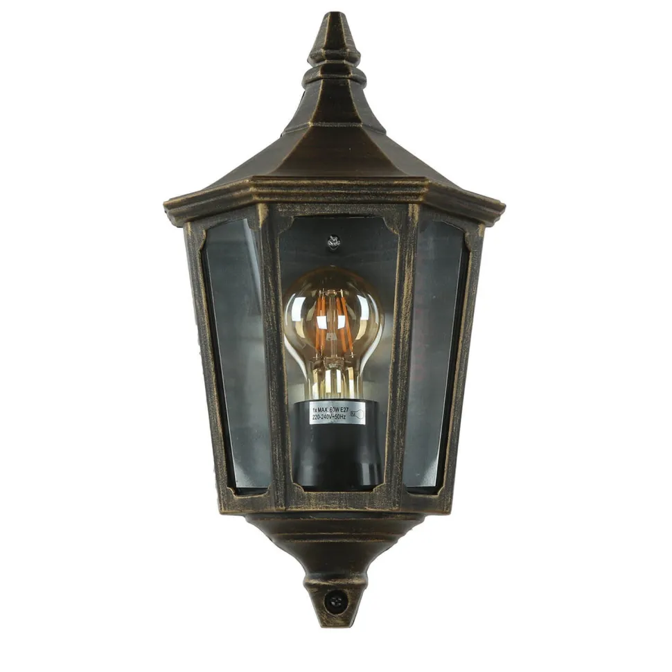 Wandleuchte Außen Laterne Goldschwarz Aluminium