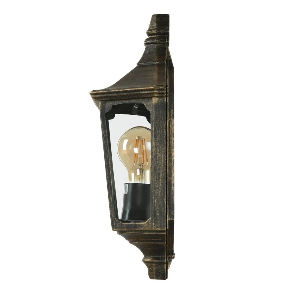 Wandleuchte Außen Laterne Goldschwarz Aluminium