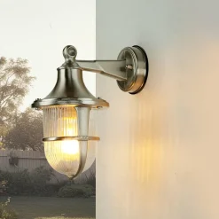 Wandleuchte Außen Maritim IP64 Haustür Echt-Messing