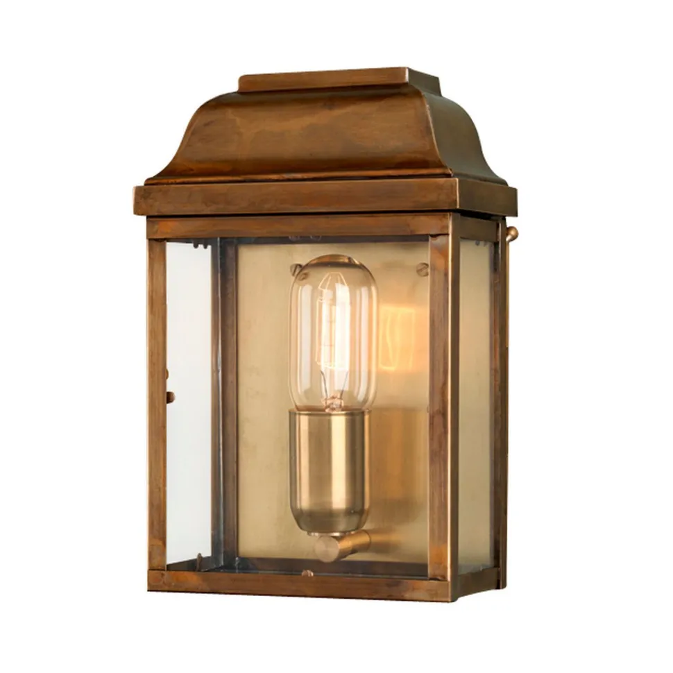 Wandleuchte Außen Messing Glas IP44 Vintage Haus