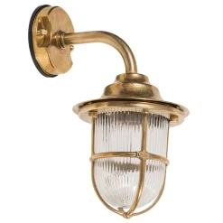 Wandleuchte Außen Messing Riffelglas IP64 Maritim