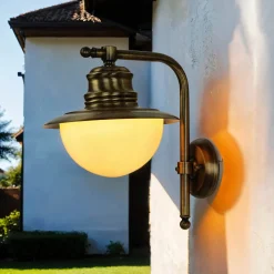 Wandleuchte Außen Messing Glas Maritim Balkon Hof
