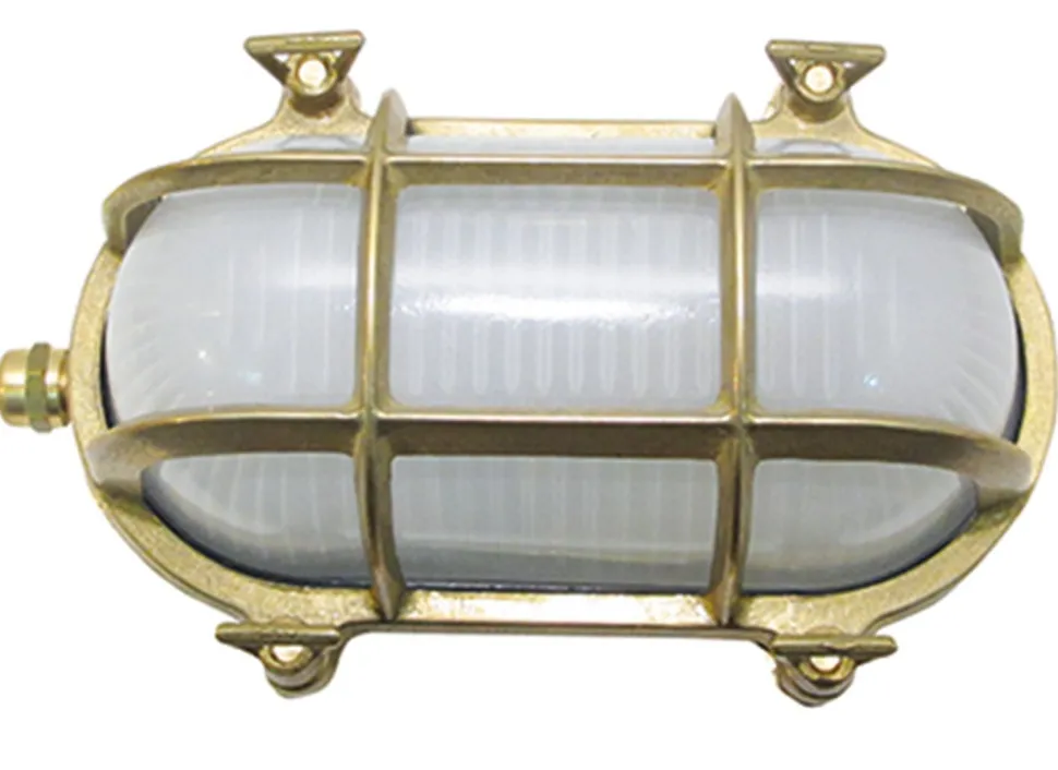Wandleuchte Außen Messing oval IP64 Maritimer Stil