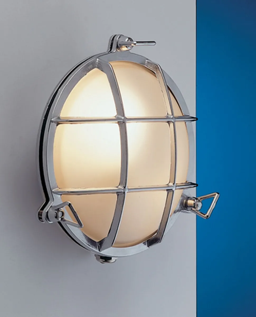 Wandleuchte Außen Messing verchromt Bullauge Schiff