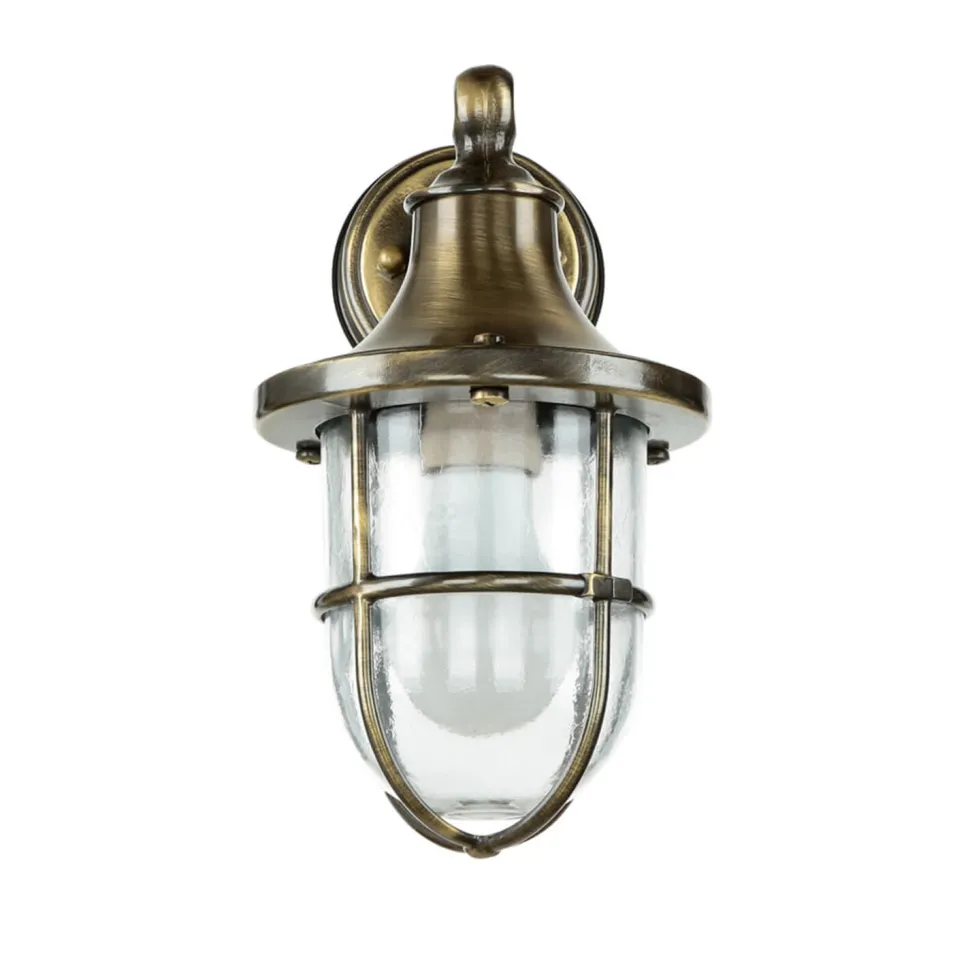 Wandleuchte außen Messing massiv Glas IP64 E27 SANTORIN